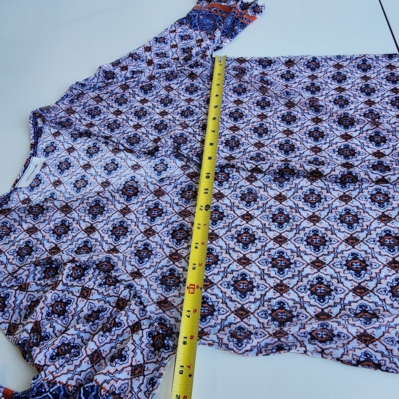 Exclusive One Geo Print Boho Kimono Duster Top Stretch Mesh Lightweight Sz M - Picture 11 of 13